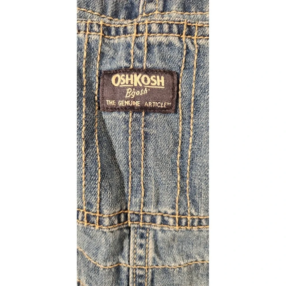 OshKoshVintage B'gosh Overalls Boys 24M Blue Denim Cargo Utility‎ Adjustable